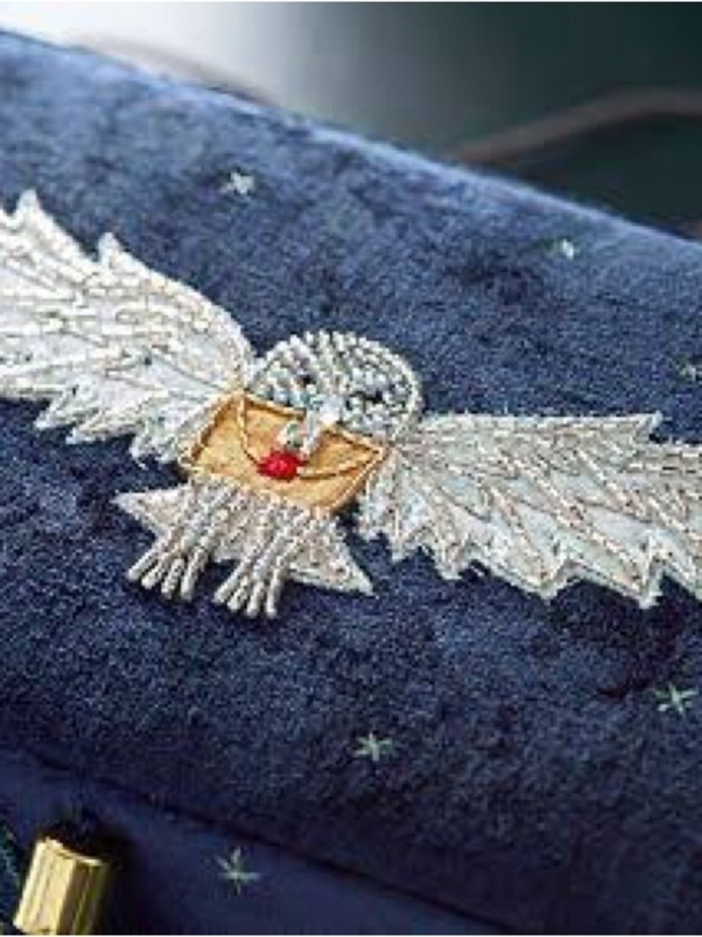 Pottery Barn Teen Harry Potter Hedwig Beaded Velvet Jewelry Box - Picture 2 of 10